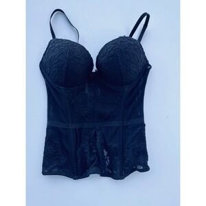 Frederick's of Hollywood Black Lace Corset Bustier‎ Top Small